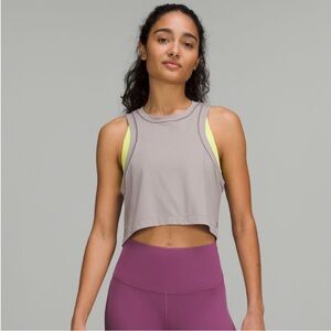 Lululemon Open Back Cropped Train Tank - Size 4 - Mauve Grey